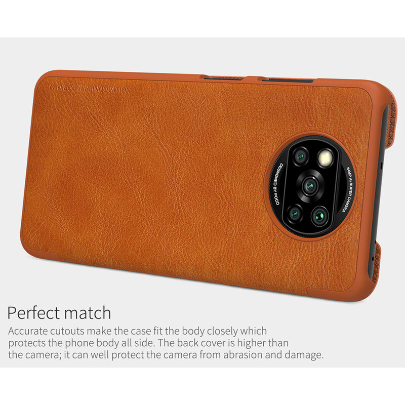 Husa Xiaomi Poco X3 Nillkin QIN Leather, maro