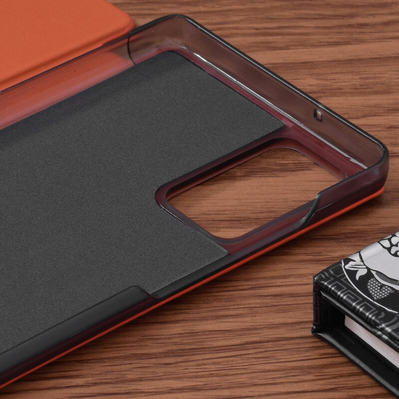 Husa Samsung Galaxy Note 20 Eco Leather View flip tip carte, portocaliu
