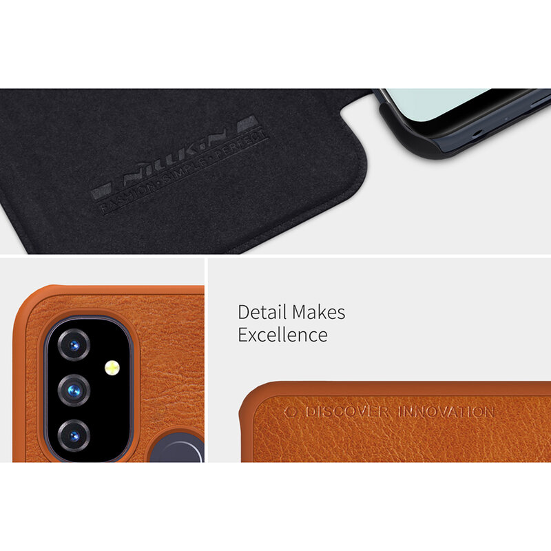 Husa OnePlus Nord N100 Nillkin QIN Leather, maro