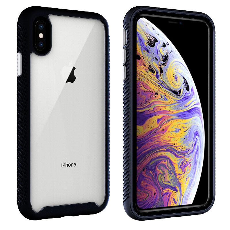 [Pachet 360°] Husa + Folie iPhone X, iPhone 10 Techsuit Defense, Negru