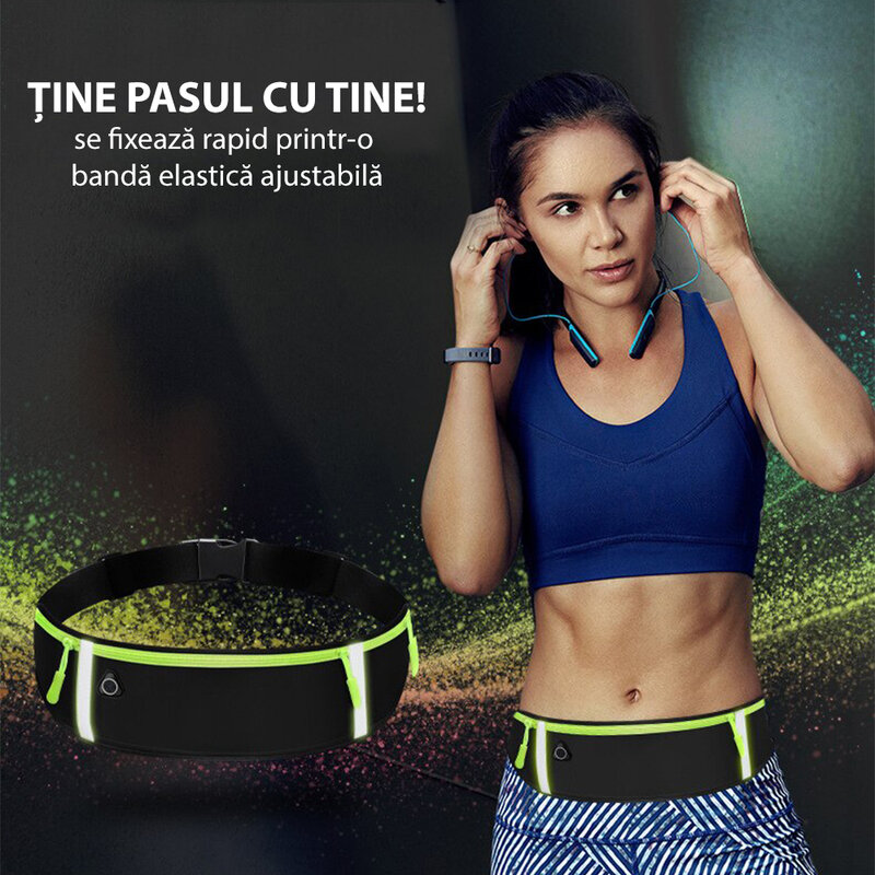 Borseta alergare Mobster cu banda reflectorizanta, albastru, CWL-1