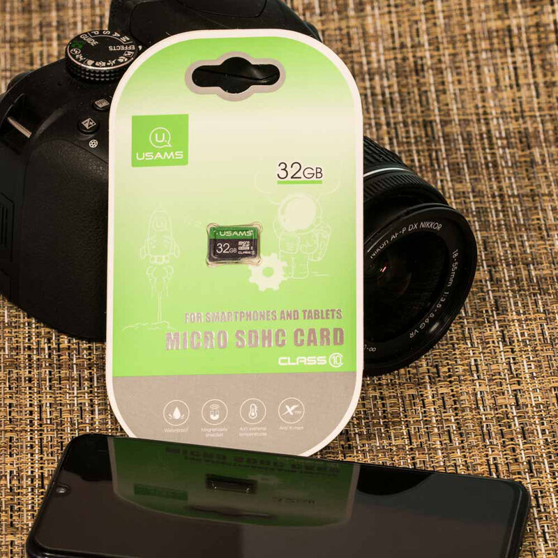 Card De Memorie USAMS Micro SDHC 32GB Clasa 10 Pentru Telefoane Si Tablete - Gri/Verde