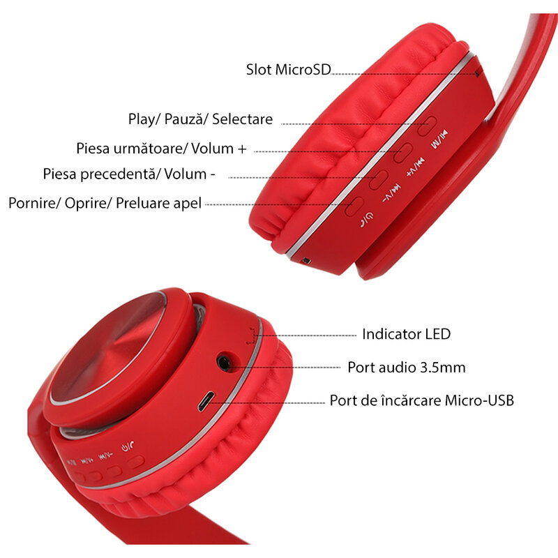 Casti wireless on-ear stereo CLIPtec, Bluetooth, negru, BBH506