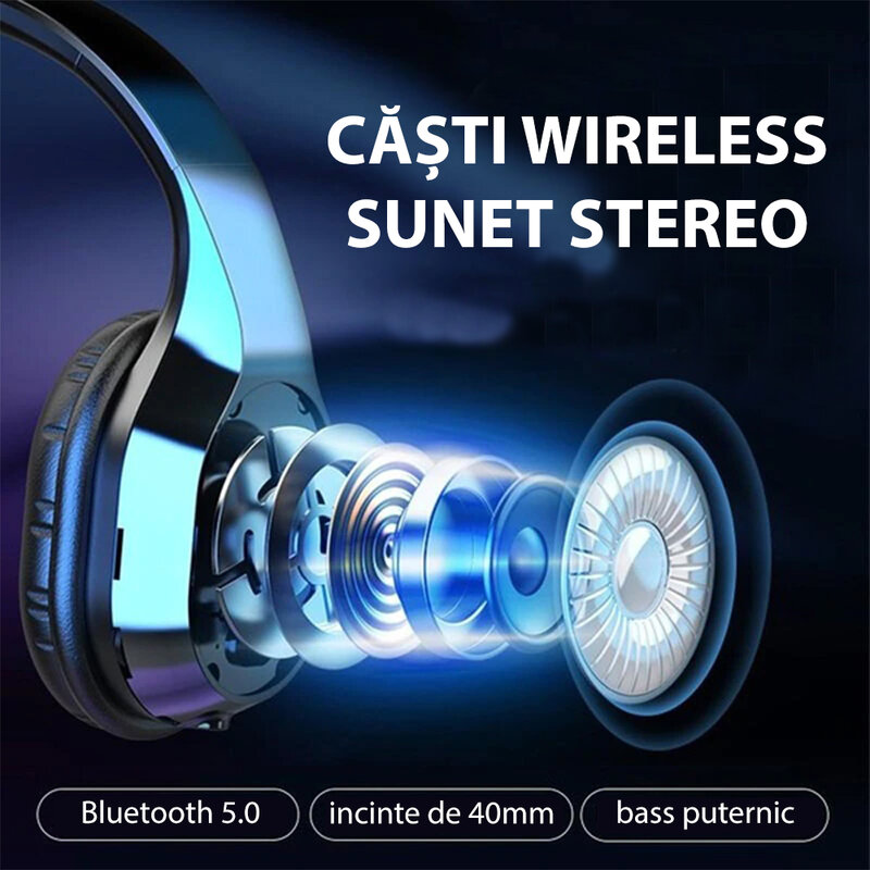 Casti wireless on-ear stereo CLIPtec, Bluetooth, negru, BBH506