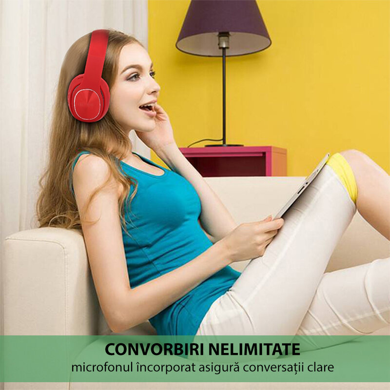 Casti wireless on-ear stereo CLIPtec, Bluetooth, negru, BBH506