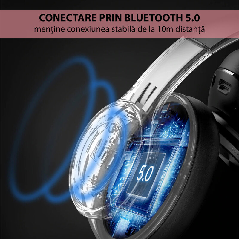 Casti wireless on-ear stereo CLIPtec, Bluetooth, negru, BBH506