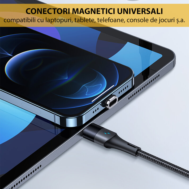 Cablu magnetic Type-C la Lightning 20W, Type-C PD 60W, Usams U66, 1.2m, albastru