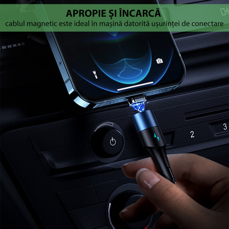 Cablu magnetic Type-C la Lightning 20W, Type-C PD 60W, Usams U66, 1.2m, albastru