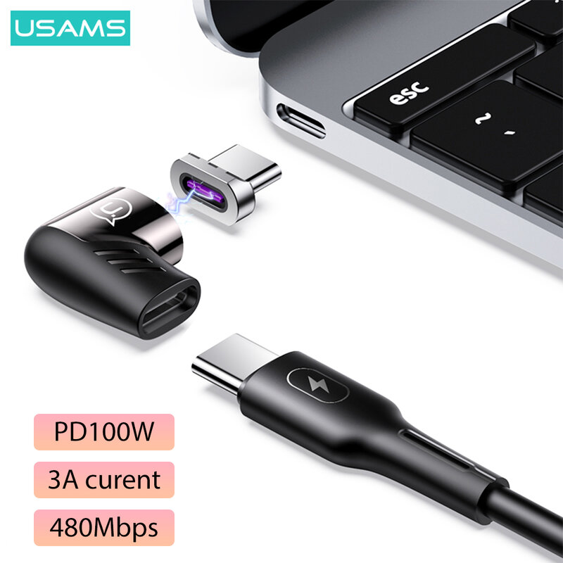 Convertor Usams AU13, adaptor Type-C la Type-C PD 100W, negru