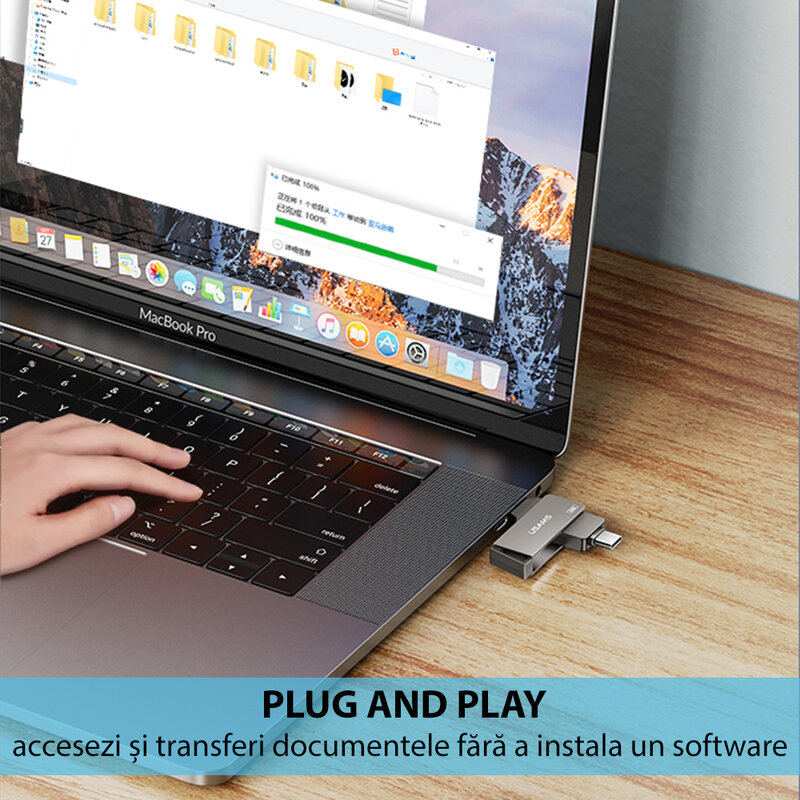 Stick de memorie USB, Type-C 256GB Usams flash drive, gri, US-ZB202