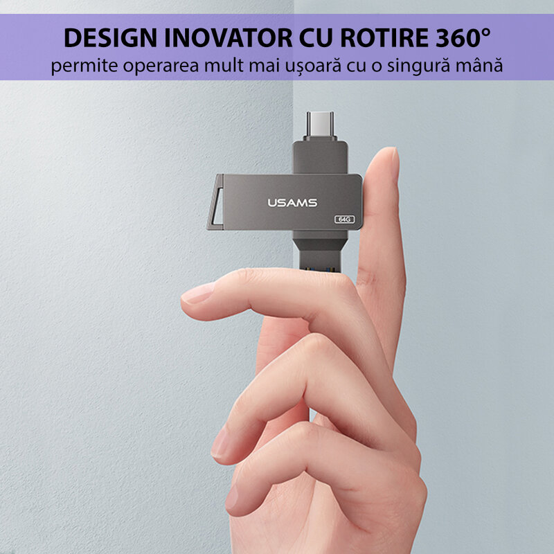 Stick de memorie USB, Type-C 32GB Usams flash drive, gri, US-ZB199