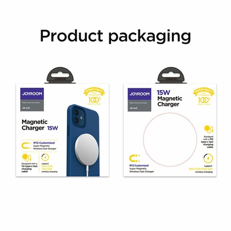 Incarcator iPhone 12 wireless MagSafe JoyRoom JR-A41, 15W, cablu Type-C, alb