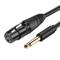 Cablu microfon, adaptor audio 6.35mm la XLR Ugreen AV131, 2m, negru, 20719