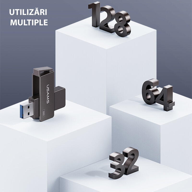 Stick de memorie USB 64GB Usams flash drive, gri, US-ZB196