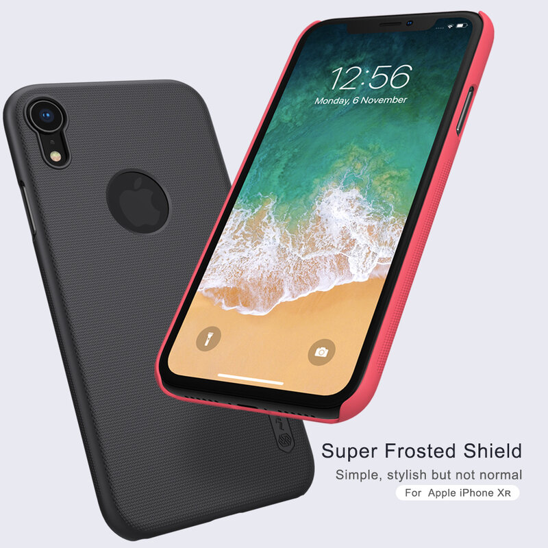 Husa iPhone XR Nillkin Super Frosted Shield, decupaj sigla, negru