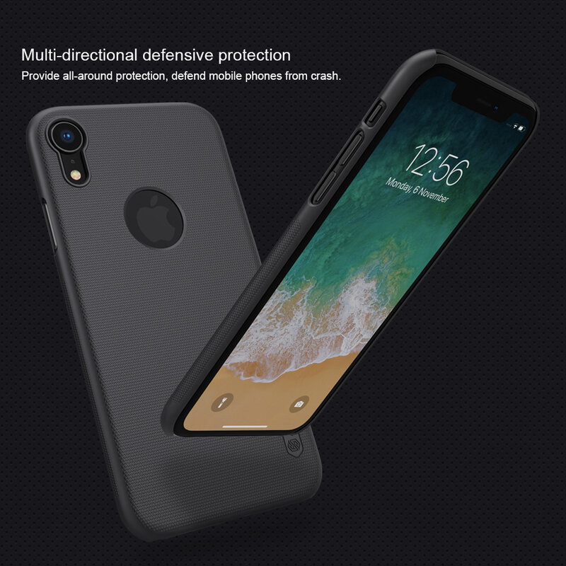 Husa iPhone XR Nillkin Super Frosted Shield, decupaj sigla, negru