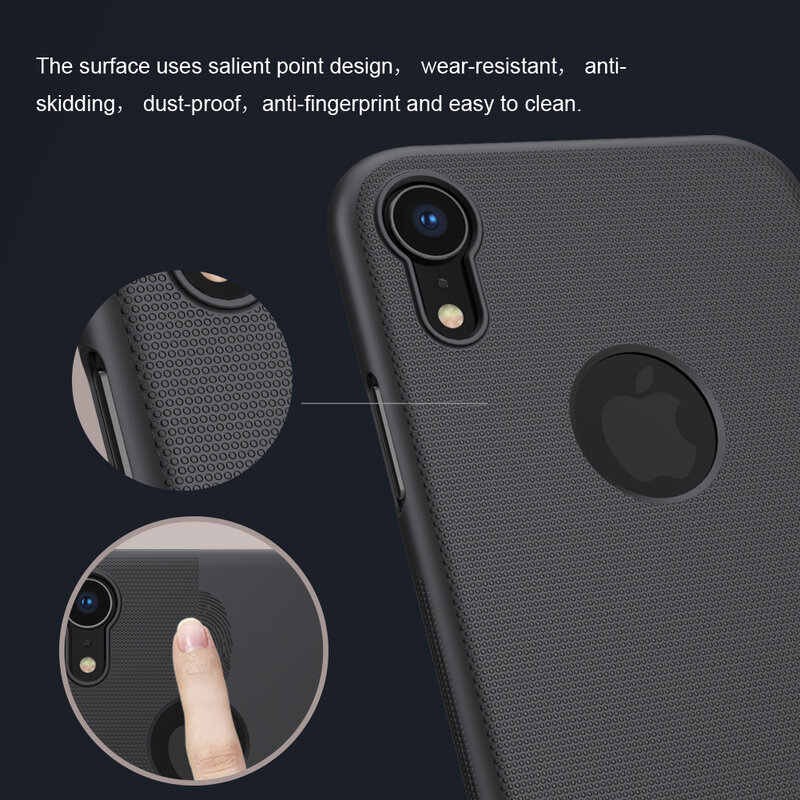 Husa iPhone XR Nillkin Super Frosted Shield, decupaj sigla, negru