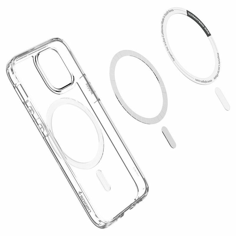 Husa iPhone 12 mini Spigen Ultra Hybrid Mag, compatibila MagSafe - Alb