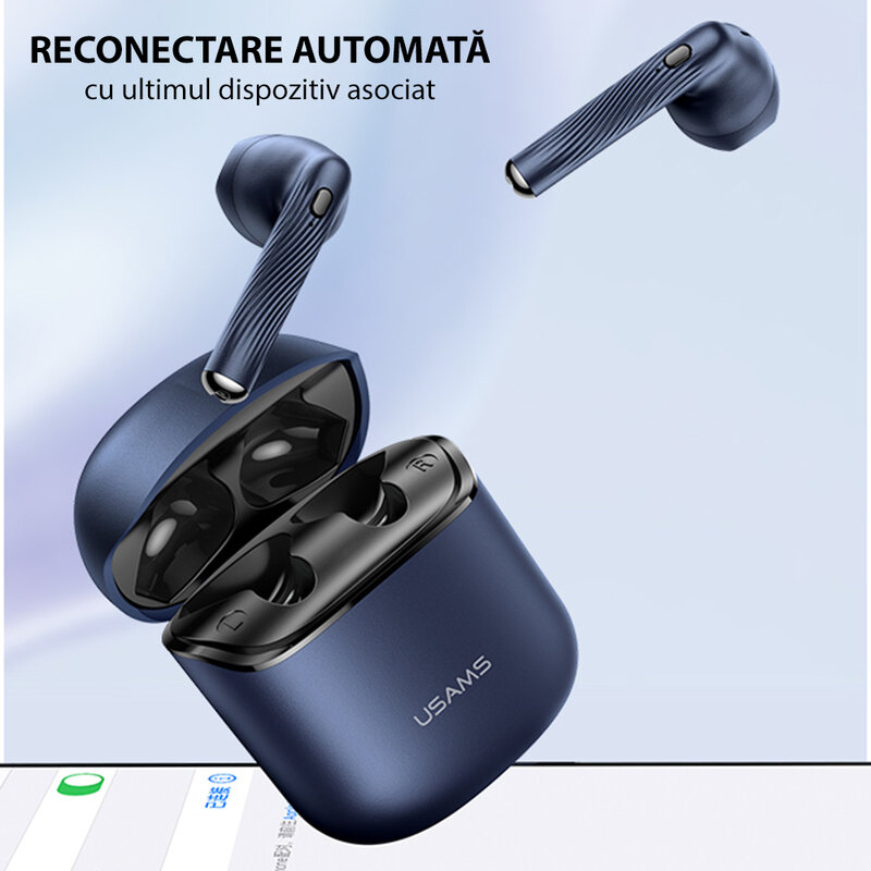 Casti wireless in-ear Usams, TWS earbuds, Bluetooth, alb, BHUSY01