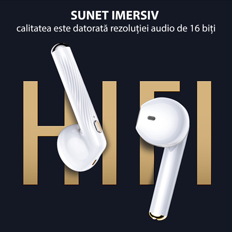 Casti wireless in-ear Usams, TWS earbuds, Bluetooth, alb, BHUSY01