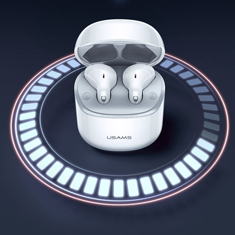 Casti wireless in-ear Usams, TWS earbuds, Bluetooth, alb, BHUSY01