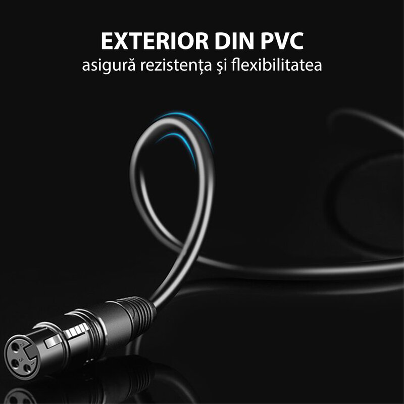 Cablu microfon, adaptor audio 6.35mm la XLR Ugreen AV131, 1m, negru, 20717