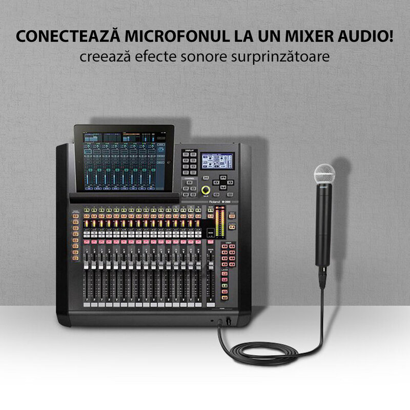 Cablu microfon, adaptor audio 6.35mm la XLR Ugreen AV131, 1m, negru, 20717