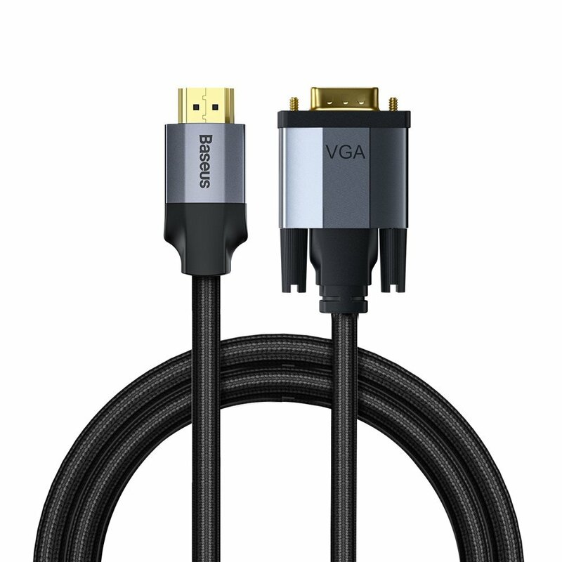 Cablu adaptor HDMI la VGA Baseus, convertor video Full HD, 1m, gri, CAKSX-J0G