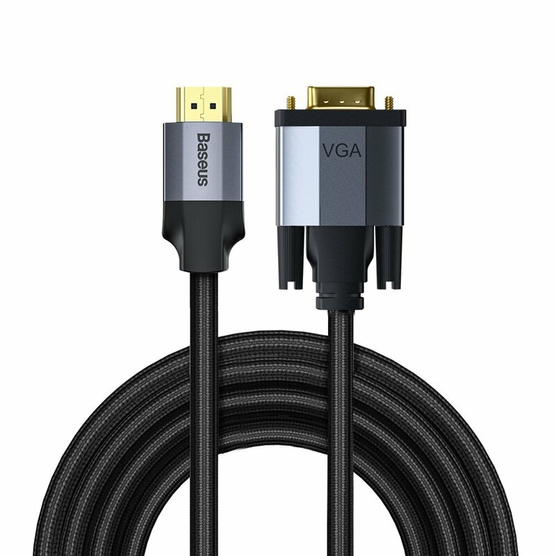 Cablu adaptor HDMI la VGA Baseus, convertor video Full HD, 2m, gri, CAKSX-K0G