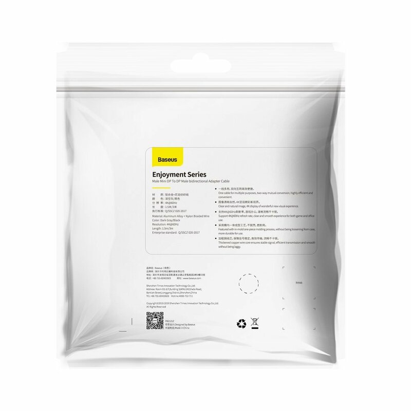 Cablu adaptor Mini DisplayPort la DisplayPort Baseus, 4K@60Hz, 3m, gri, CAKSX-P0G