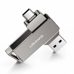Stick de memorie USB, Type-C 128GB USAMS flash drive, gri, US-ZB201