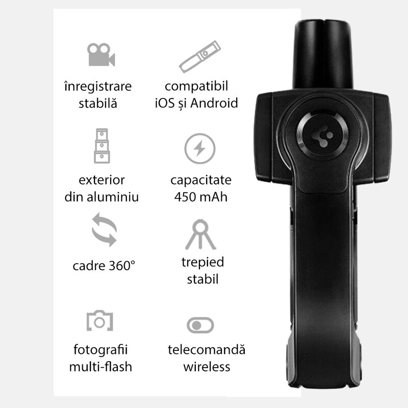 Gimbal telefon, selfie stick tripod stabil Spigen S610W, 54cm