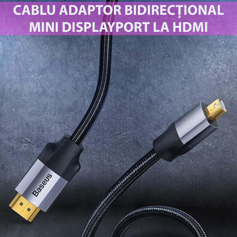 Cablu adaptor Mini DisplayPort la HDMI, adaptor video 4K@60Hz, 2m, gri, CAKSX-M0G