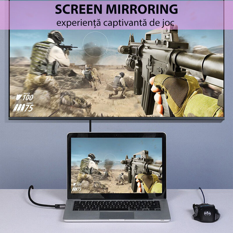 Cablu adaptor Mini DisplayPort la HDMI, adaptor video 4K@60Hz, 2m, gri, CAKSX-M0G