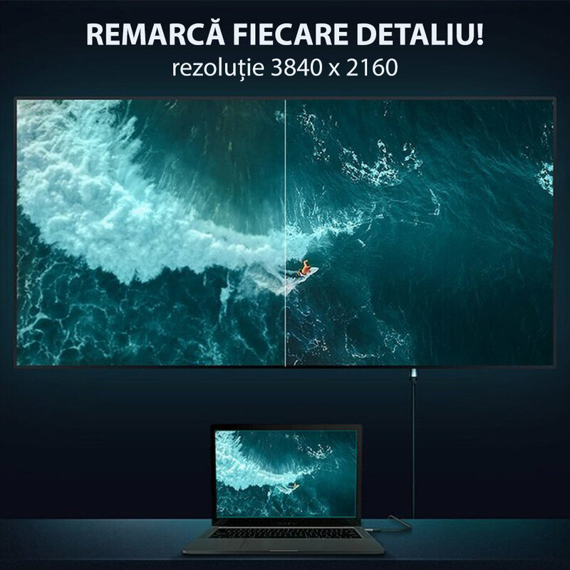 Cablu adaptor DisplayPort la HDMI Baseus, convertor video 4K@60Hz, 1m, gri, CAKSX-H0G