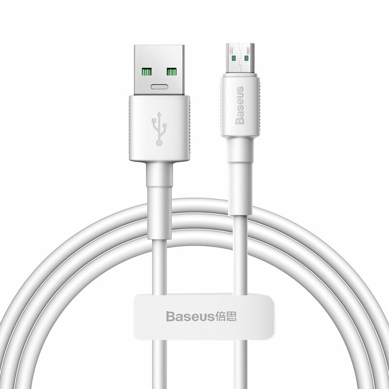 Cablu de date USB la Micro-USB Baseus, 4A, 20W, 1m, alb, CAMSW-D02