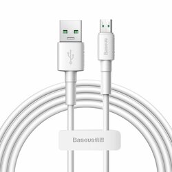 Cablu de date USB la Micro-USB Baseus, 4A, 20W, 2m, alb, CAMSW-E02