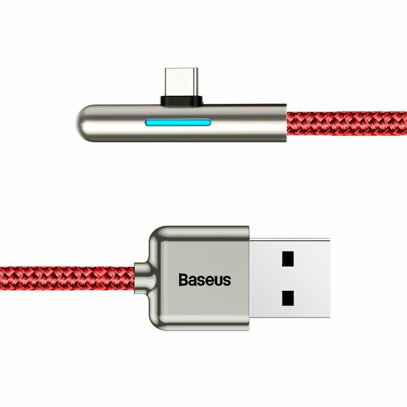 Cablu de date Baseus USB la Type-C 90°, 4A, 40W, 1m, rosu, CAT7C-B09