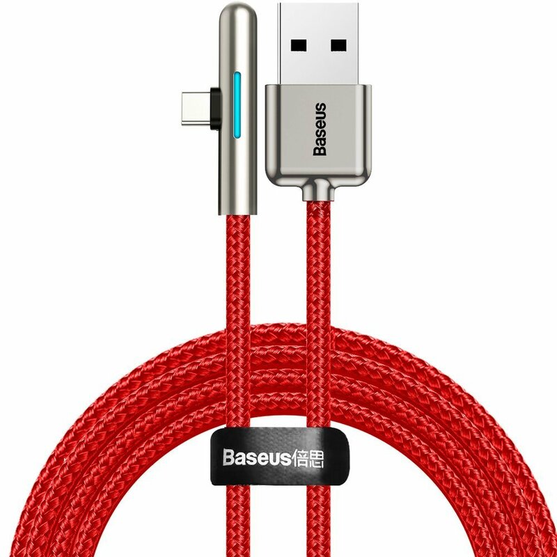 Cablu de date Baseus USB la Type-C 90°, 4A, 40W, 1m, rosu, CAT7C-B09
