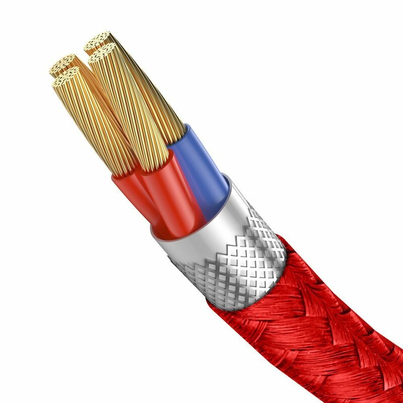 Cablu de date Baseus USB la Type-C 90°, 4A, 40W, 1m, rosu, CAT7C-B09