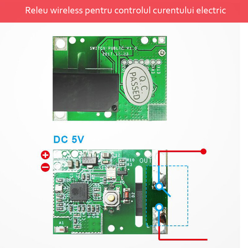 Releu wireless Sonoff RE5V1C, modul Wi-Fi IoT 5V, comutator inteligent 10A