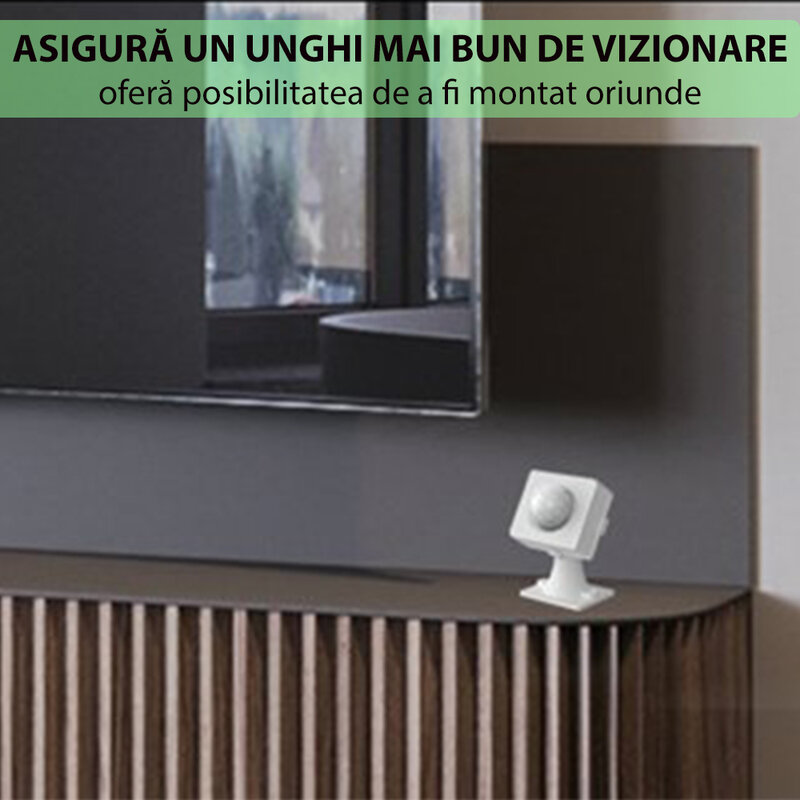 Suport perete senzor miscare Sonoff cu banda adeziva 3M, suruburi, alb 