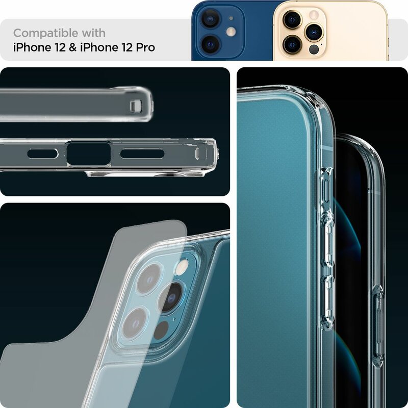 Husa iPhone 12 Spigen Quartz Hybrid, transparent mat