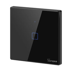 Intrerupator smart touch Wi-Fi simplu Sonoff T3, RF 433 MHz, negru