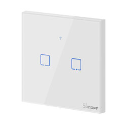 Intrerupator smart touch Wi-Fi dublu Sonoff T0, wireless, alb
