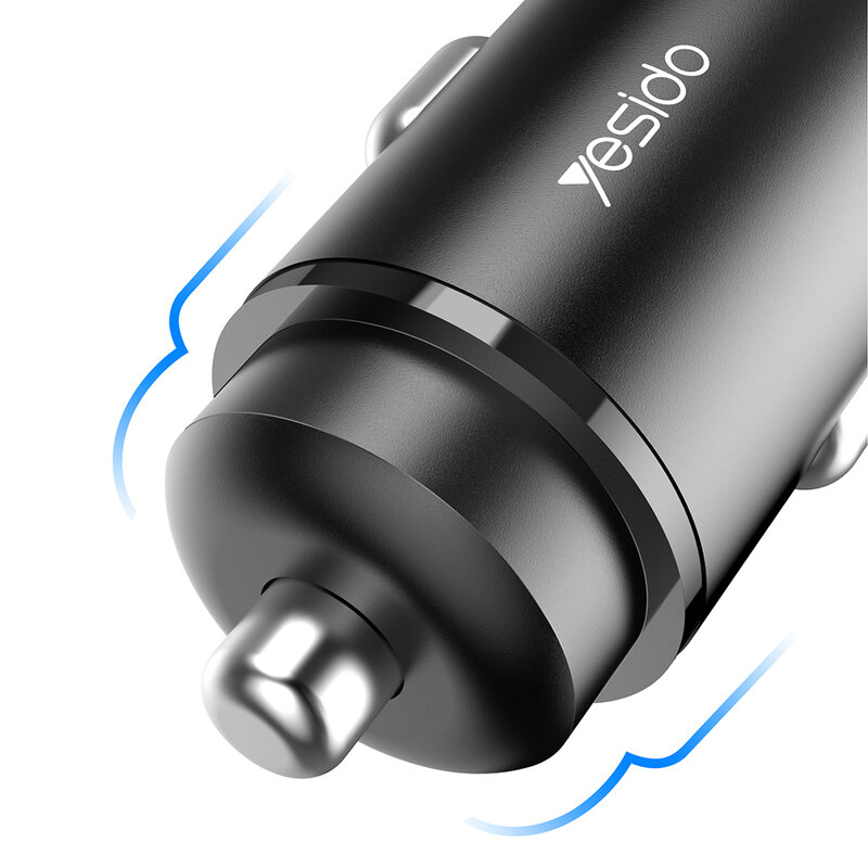 Incarcator auto Yesido Y35, USB-A QC3.0 18W, Type-C PD 18W, 3A, negru