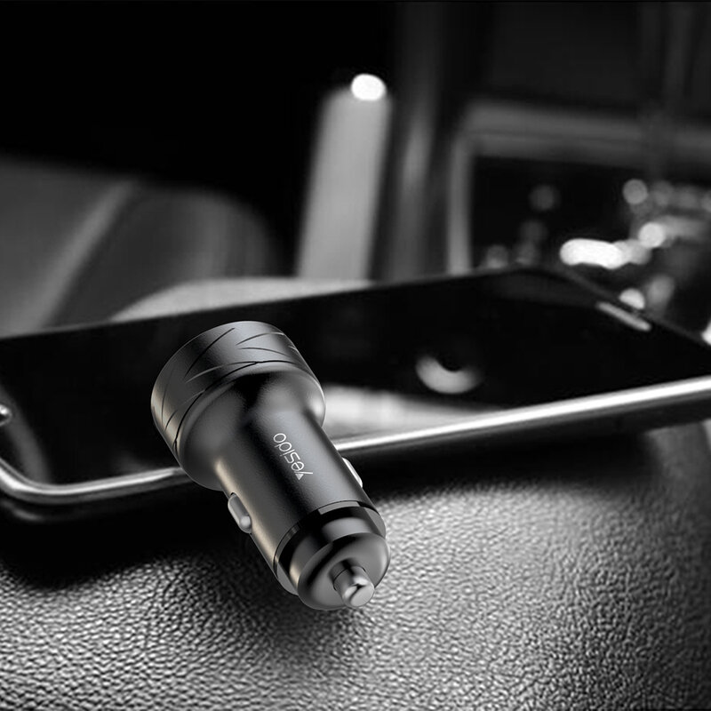 Incarcator auto Yesido Y35, USB-A QC3.0 18W, Type-C PD 18W, 3A, negru