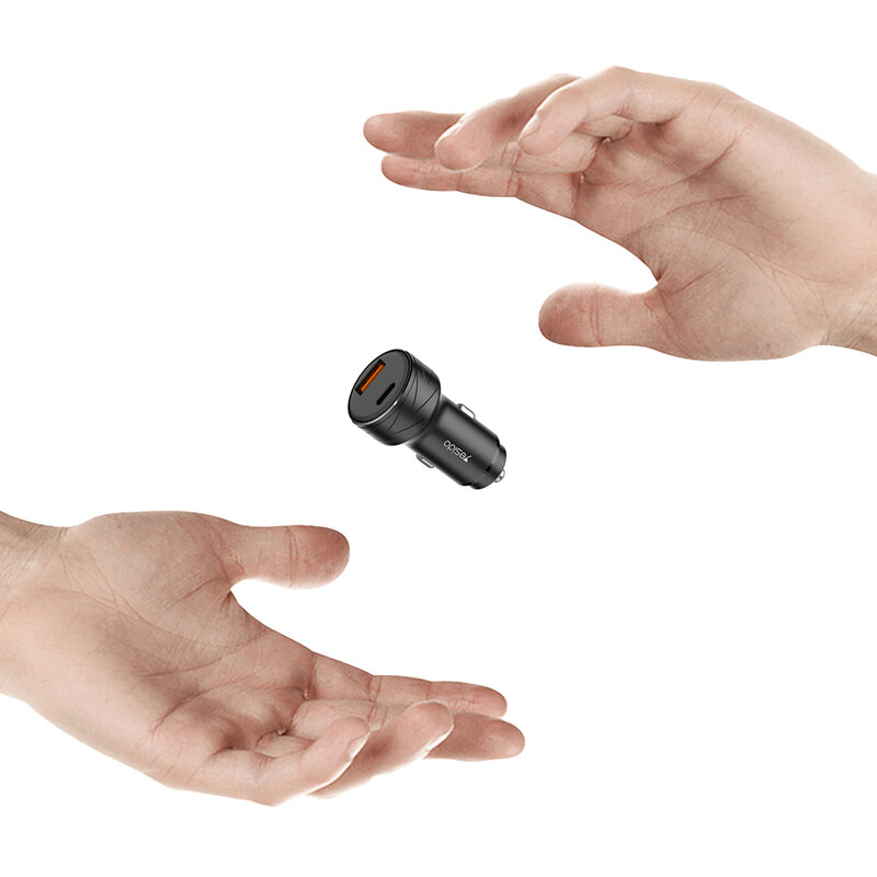 Incarcator auto Yesido Y35, USB-A QC3.0 18W, Type-C PD 18W, 3A, negru