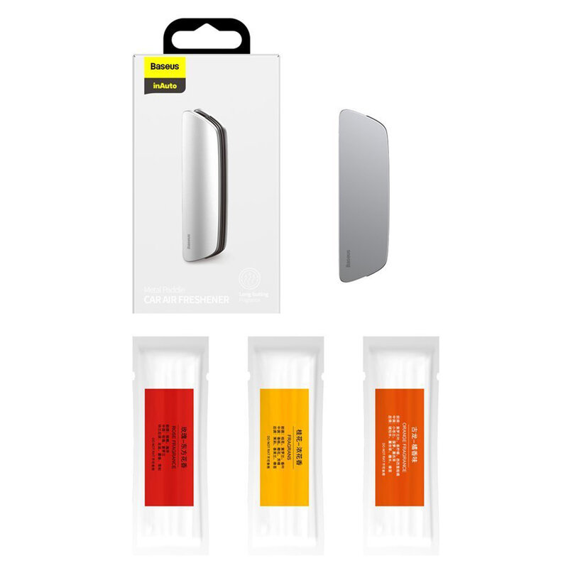 Odorizant auto cu rezerva Baseus pentru grila ventilatie, argintiu, SUXUN-MP0S