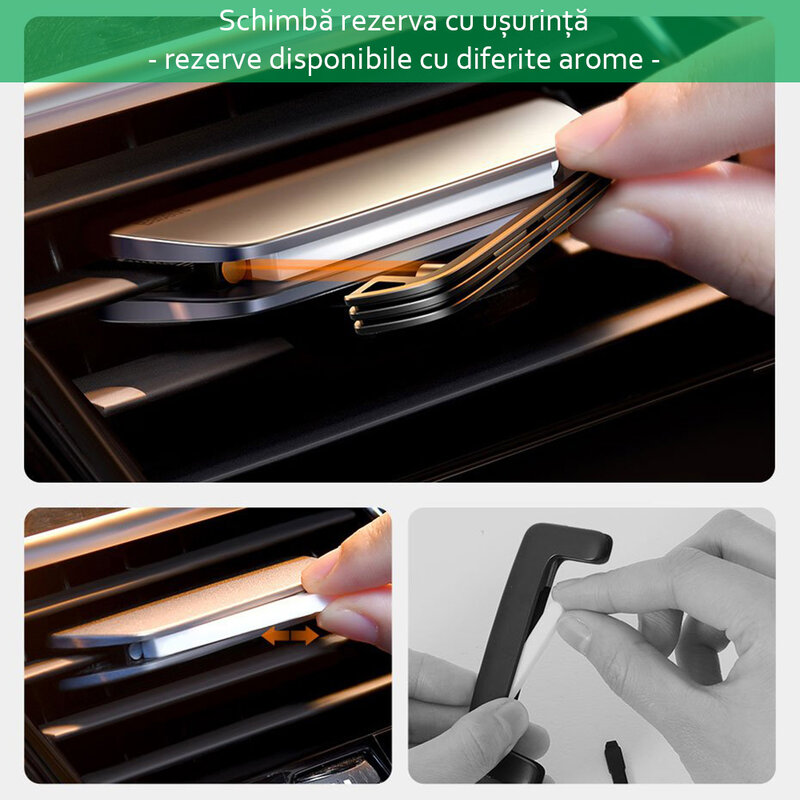 Odorizant auto cu rezerva Baseus pentru grila ventilatie, argintiu, SUXUN-MP0S